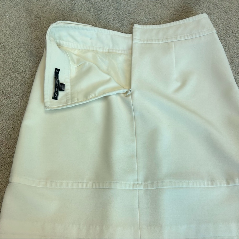 Sandra Angelozzi ivory light cream skirt front pleat Sz 38 - Picture 6 of 12